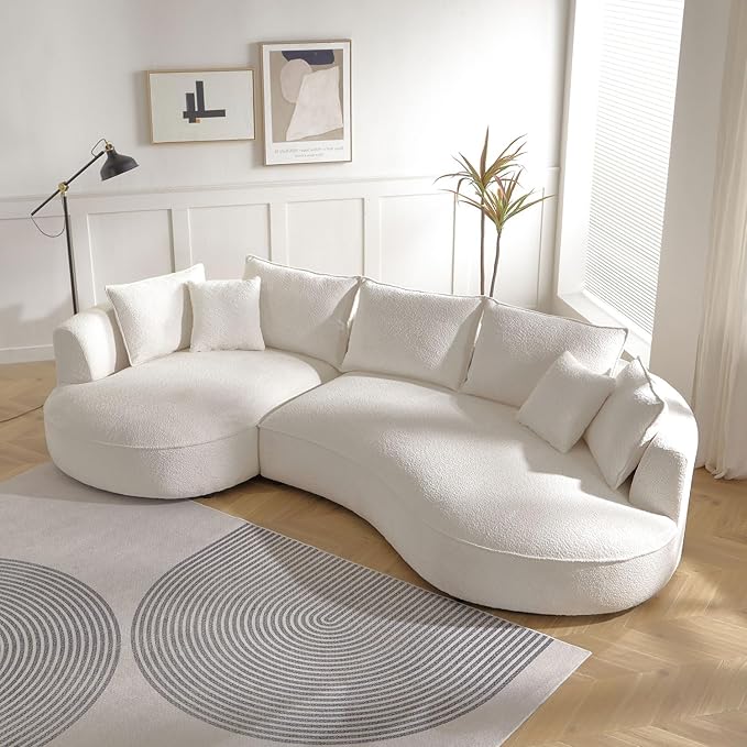 Oversized Modular Curved Sofa with Extra Wide Chaise Lounge and Throw Pillows