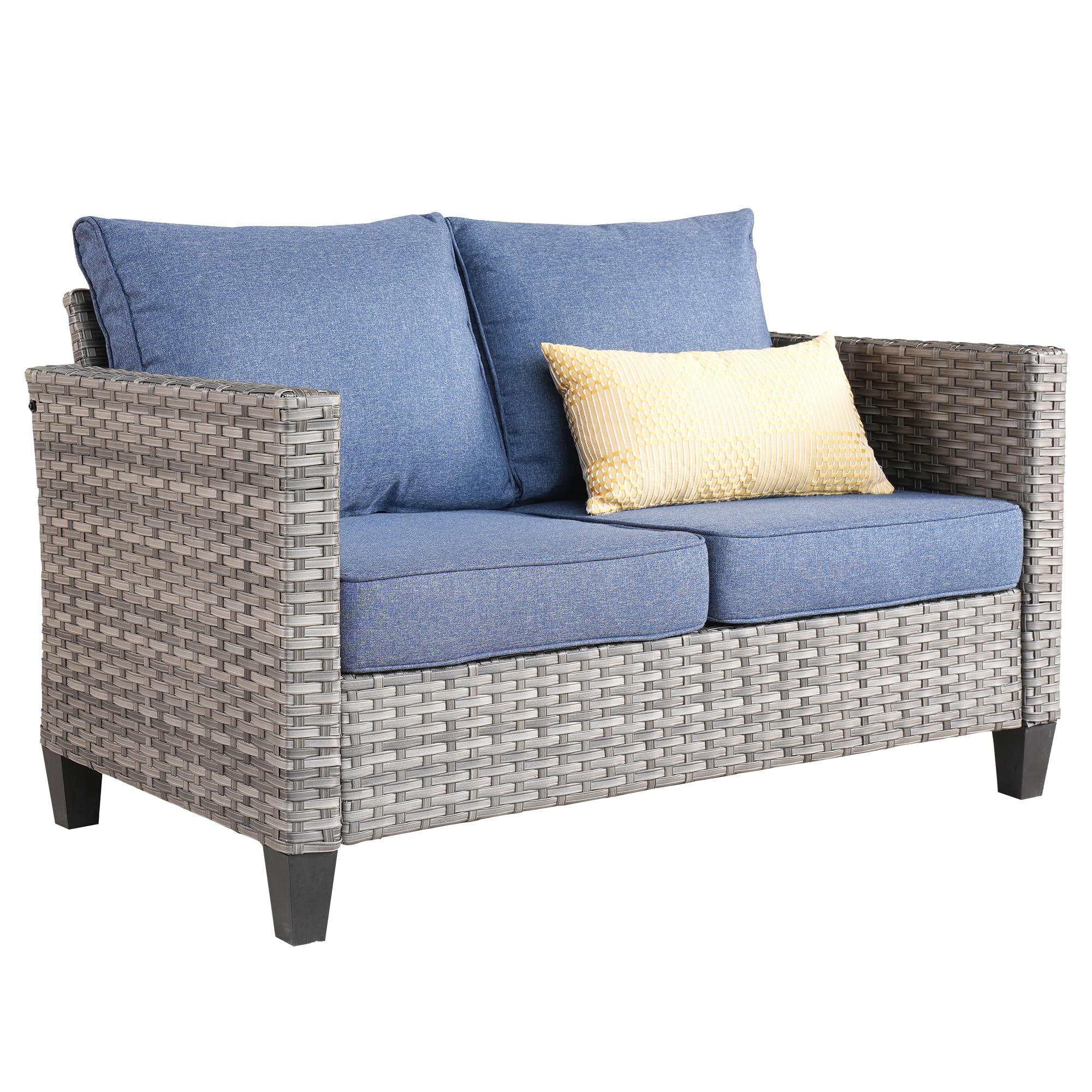 Patio Sofa All Weather Outdoor Furniture Loveseat Couch High Back Wicker