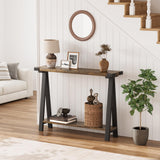 Farmhouse Console Table, 43.3" Entryway Table with Storage, 2 Tier Sofa Table
