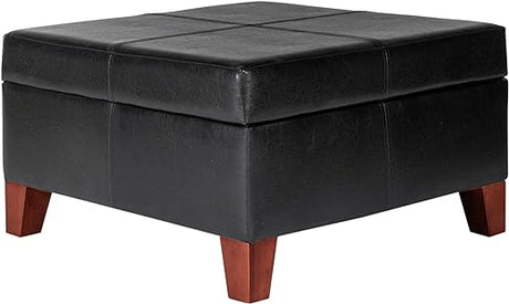 Home Decor |K2380-E903| Luxury Large Faux Leather Square Storage Ottoman