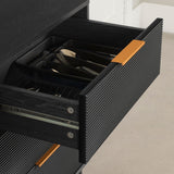 Arlo Sideboard with Ribbed Doors and Drawers, Ash Oak and Gold