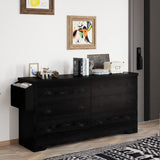 Dresser for Bedroom 6 Drawer with Charging Station, TV Stand Storage Chest of Drawers for Living Room Hallway