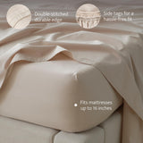 Stitch 100% Organic Cotton Sheet Set King- 300 TC Luxury Hotel Sateen Weave, GOTS