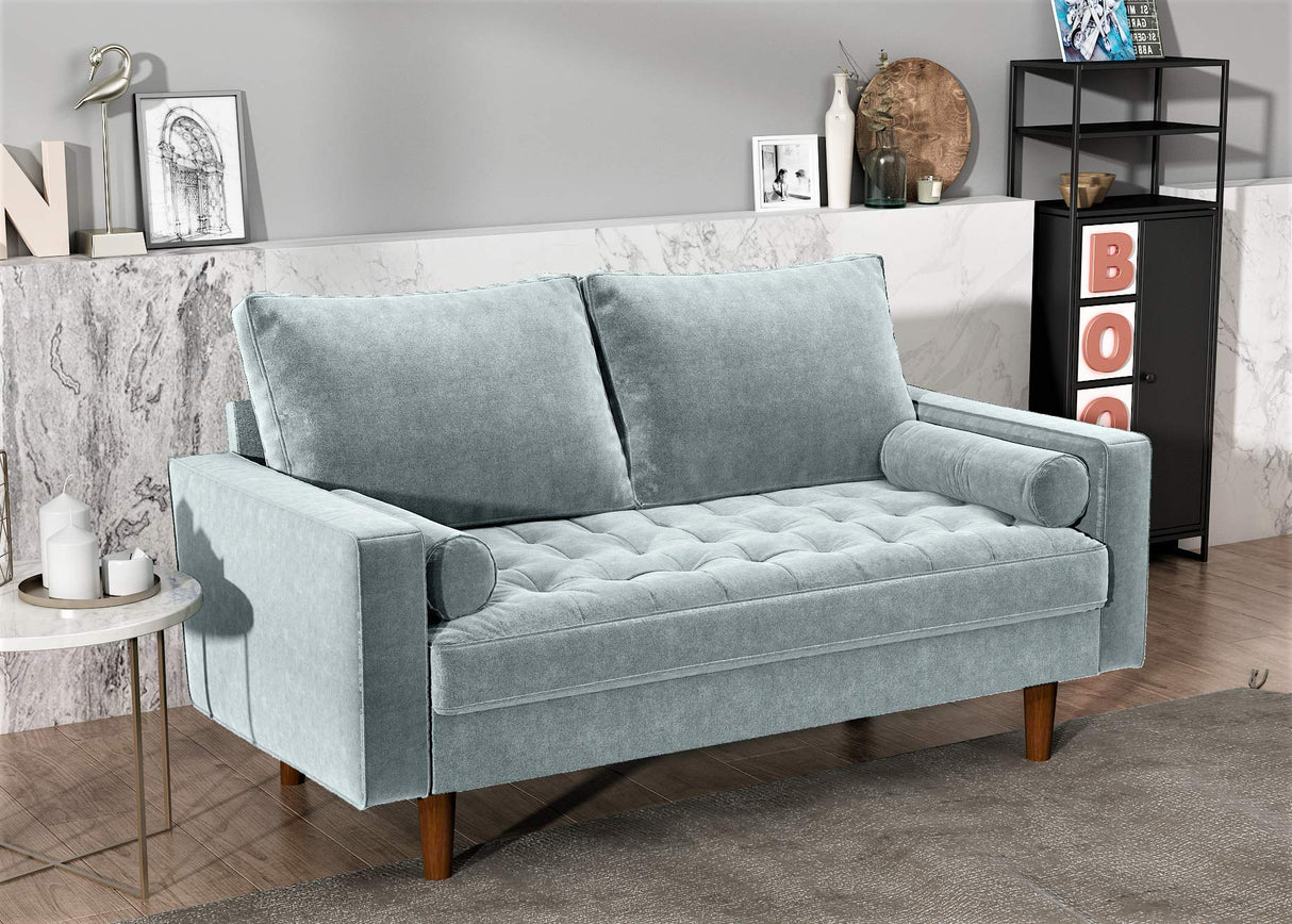 Womble Velvet Upholstered Living Room Diamond Tufted Chesterfield with Gleaming Nailheads,