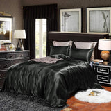 Hotel Pink Duvet Cover King Silk Like Satin Bedding Set