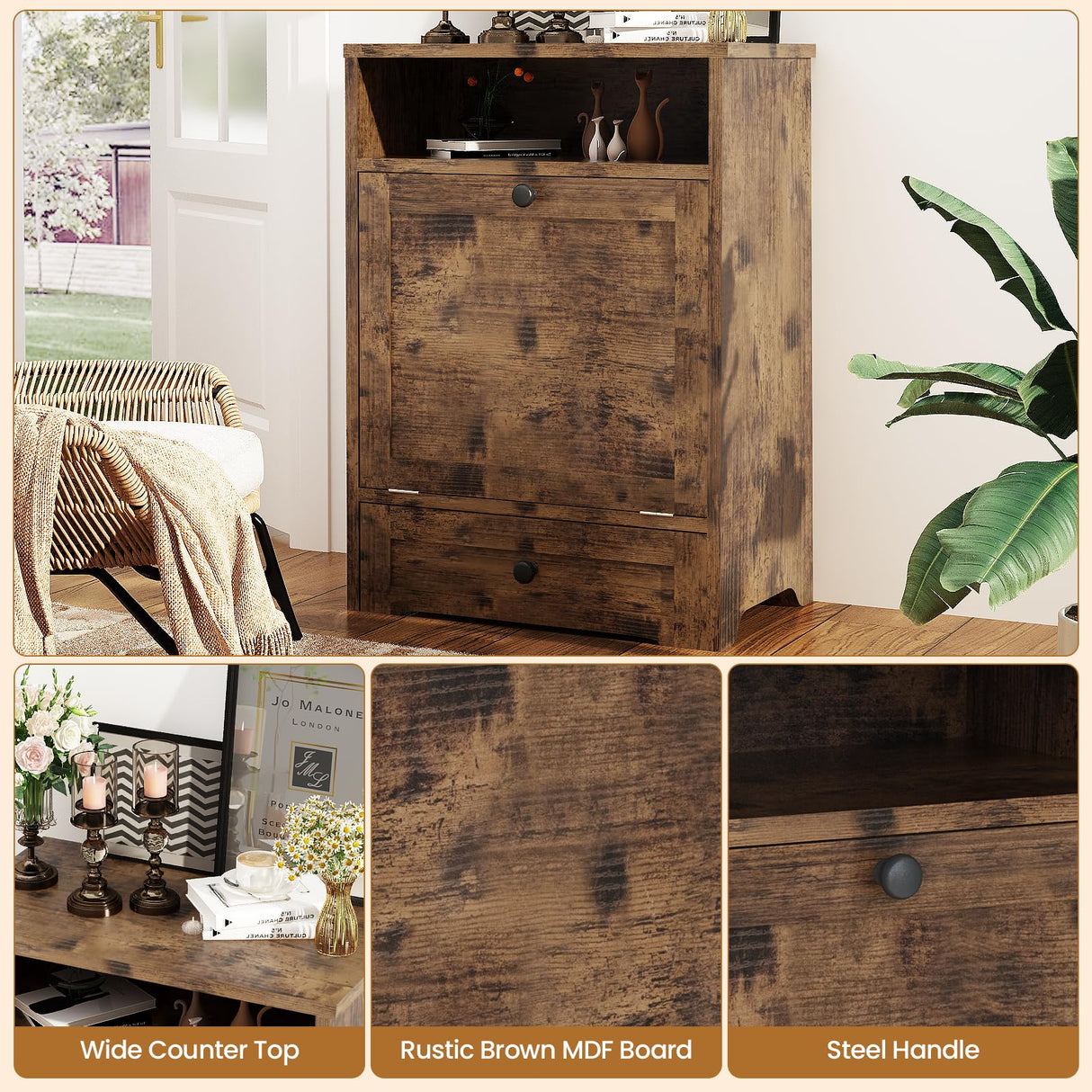 Dog Feeding Station with Storage Cabinet & Elevated Bowls