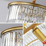 Gold Modern Crystal Chandelier, 3-Tier Round Flush Mount Ceiling Light Fixtures Height