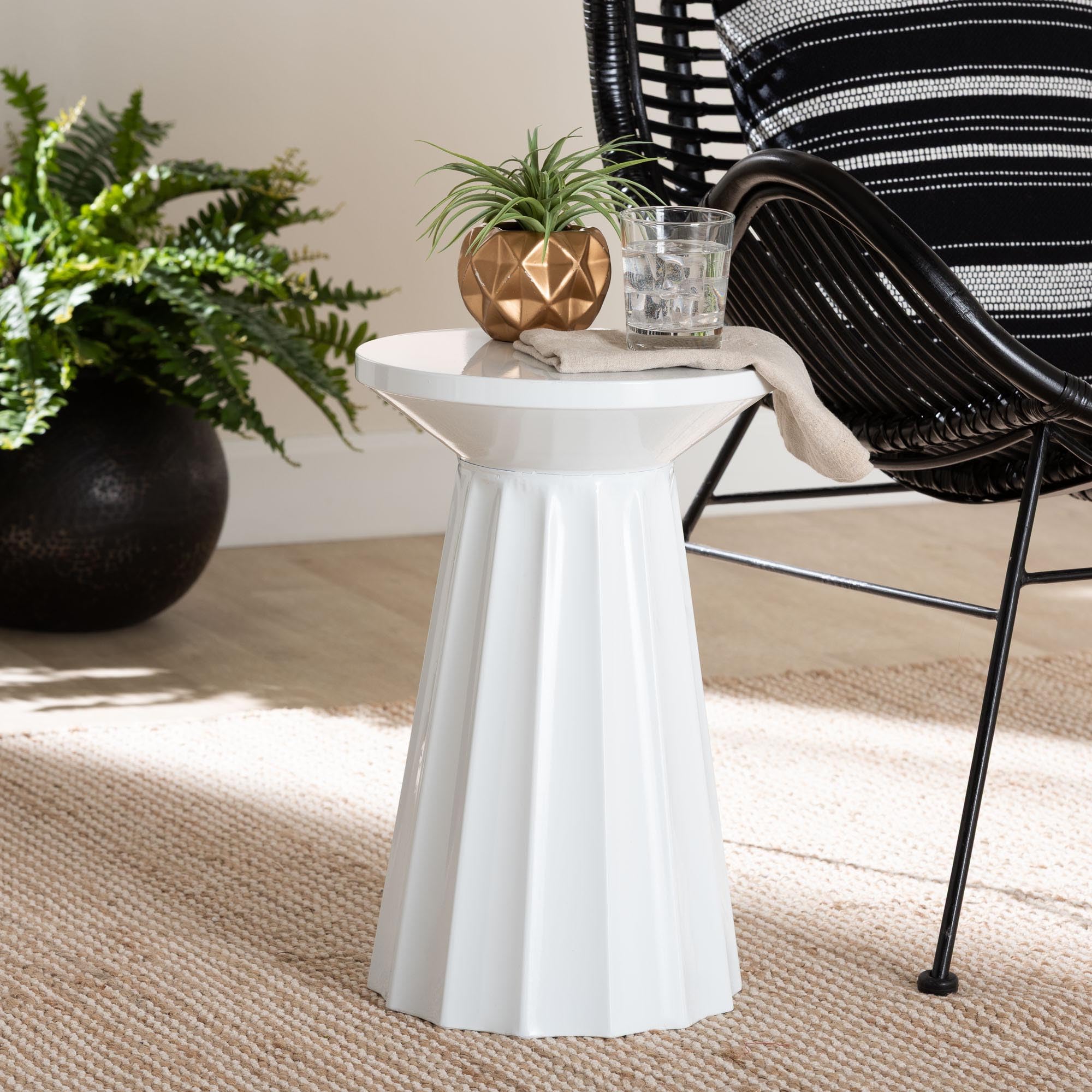 Ulmer Metal Scalloped Side Table Modern Round Accent Table