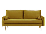 Kent Modern Sofa, European Style Velvet Living Room Furniture with Tapered Legs, Vintage Flair, and Sleek Design, Couch, Greenish Yellow