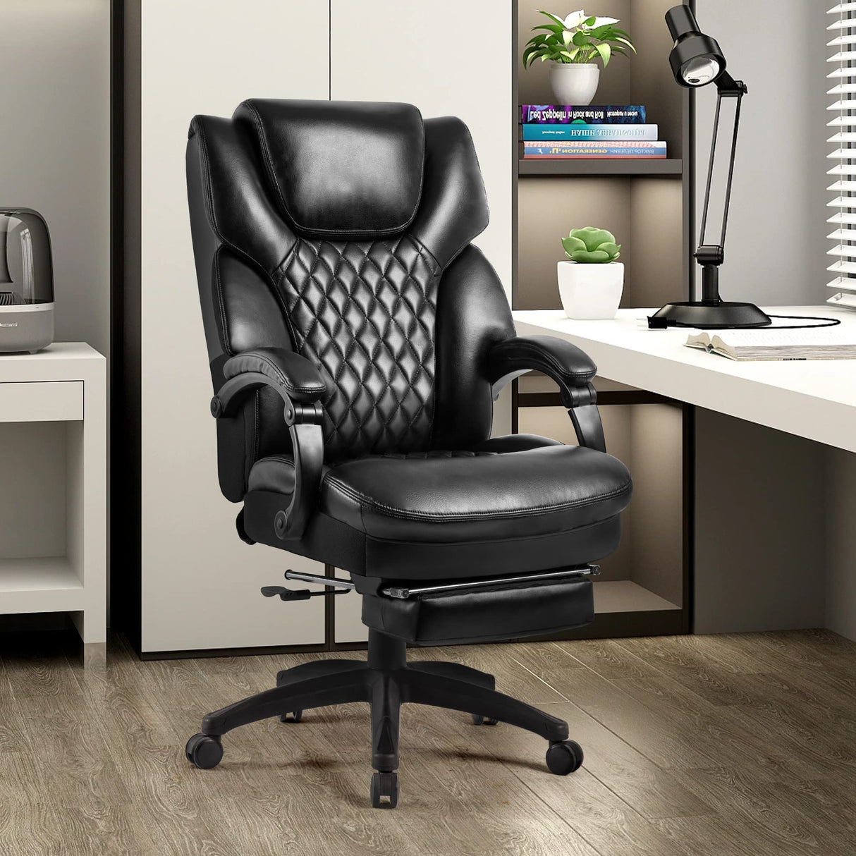 High Back Big & Tall 400lb Office Chair with Footrest Bonded Leather