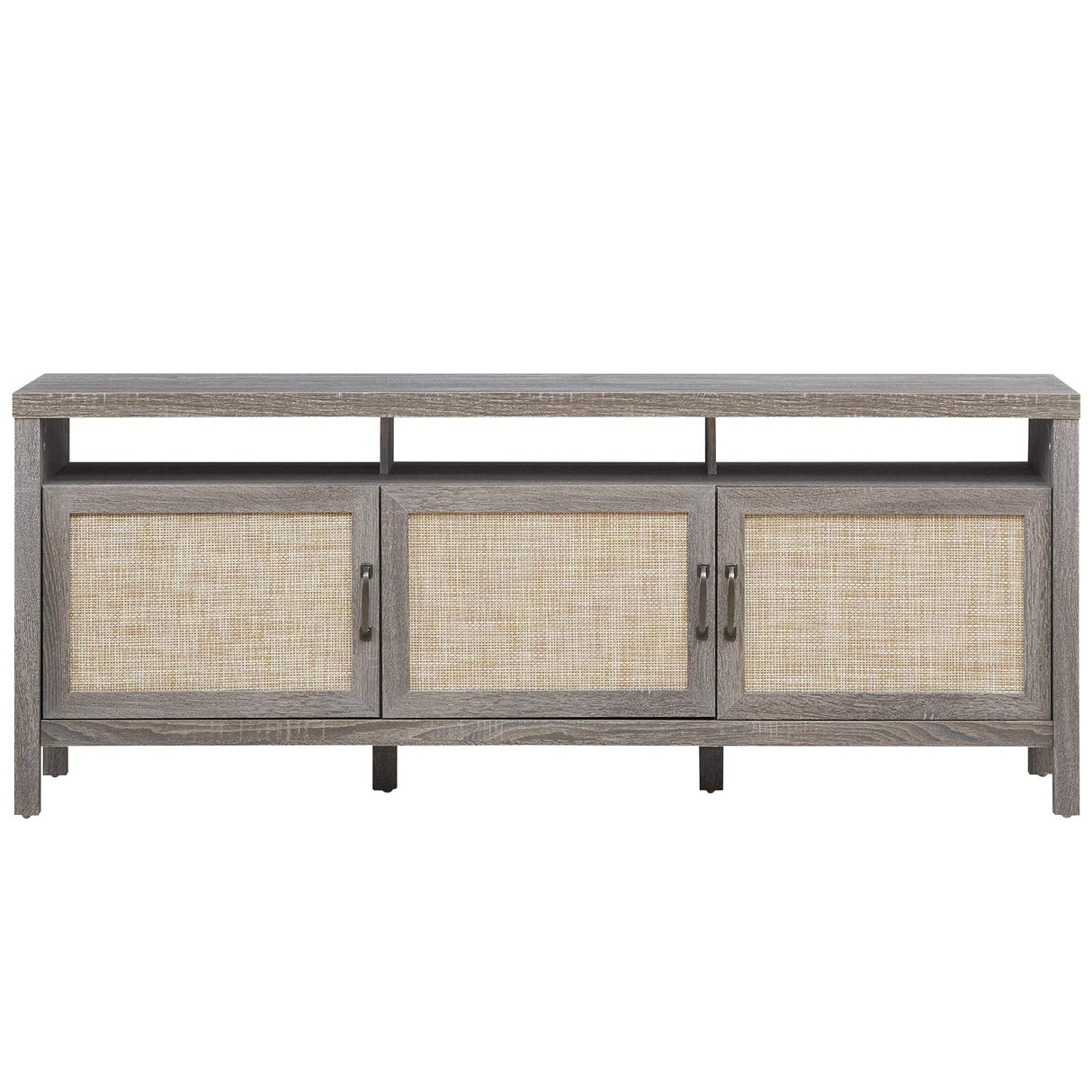 TV Stand, 62" Modern Boho Entertainment Center for TVs up to 65/70 Inches, Adjustable Shelves,