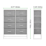 Wide Modern 8-Drawer Dresser Storage Unit, Sturdy Steel Frame, Wood Top,