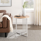 Shae Modern Minimalist Round Side Table, 18Inch, Coastal Oak