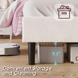 LED Bed Frame Full Size Velvet Upholstered Platform Bed with Adjustable Cloud Headboard,