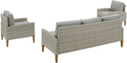 Capella 3-Piece Outdoor Sofa Patio Furniture Set, Wicker Conversation Sets for Porch