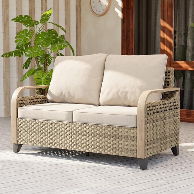 Wicker Outdoor Patio Sofa Modern Rattan Patio Furniture Loveseat