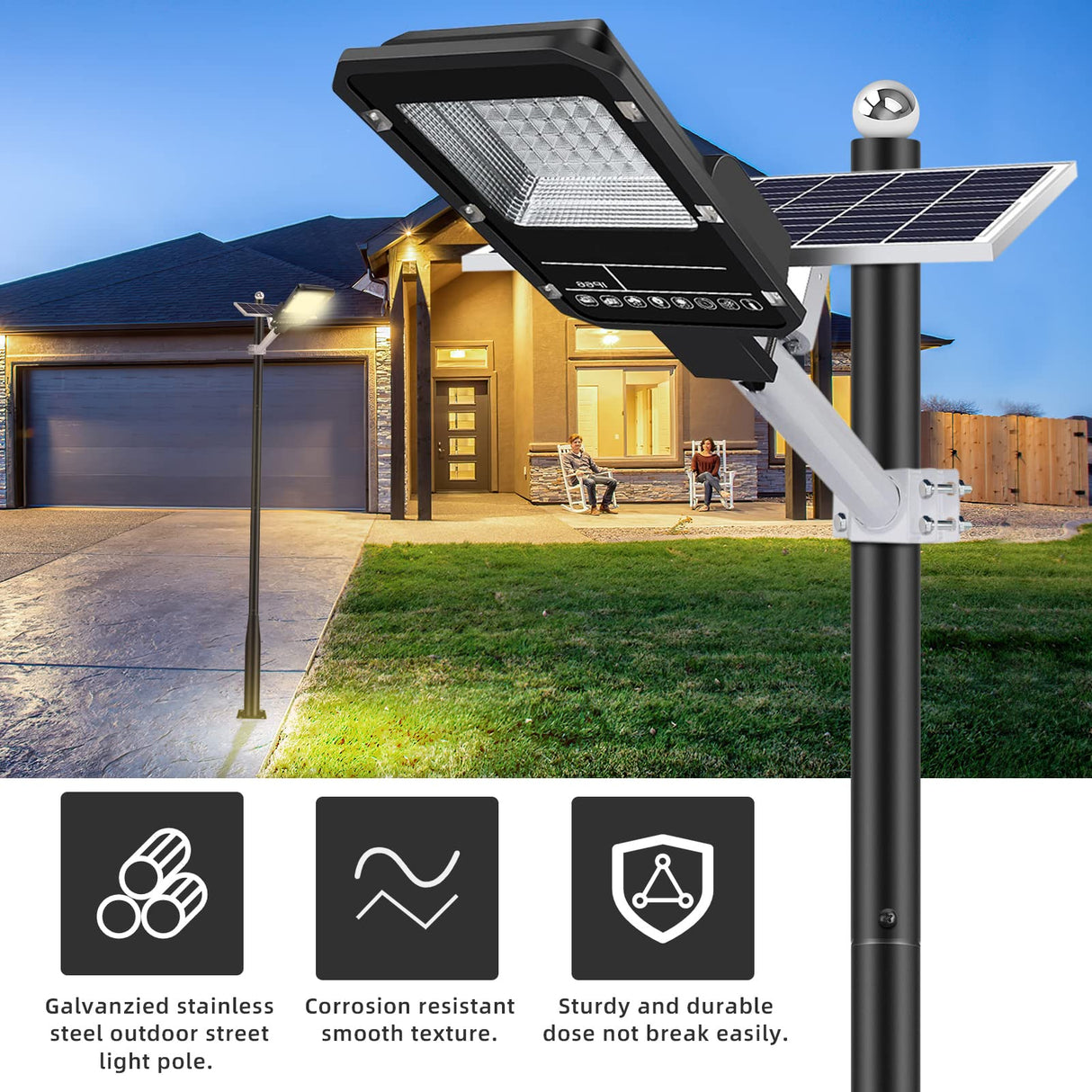 Street Light Pole 13Ft, Metal Solar Lamp Posts for Outdoor Light, Backyard Accessories