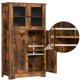 Storage Cabinet with 4 Doors, Floor Storage Cabinet with 2 Shelves, Bathroom Storage