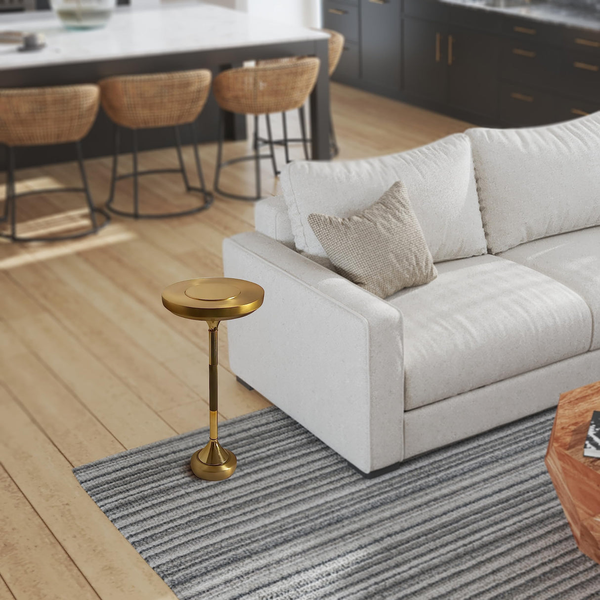 Farzi Cafe Solid Brass Small Drink Cocktail Table - Elegant Gold Finish and Compact