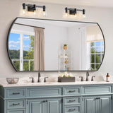 30x55 Inch Black Oval Bathroom Mirror with Thin Metal Frame