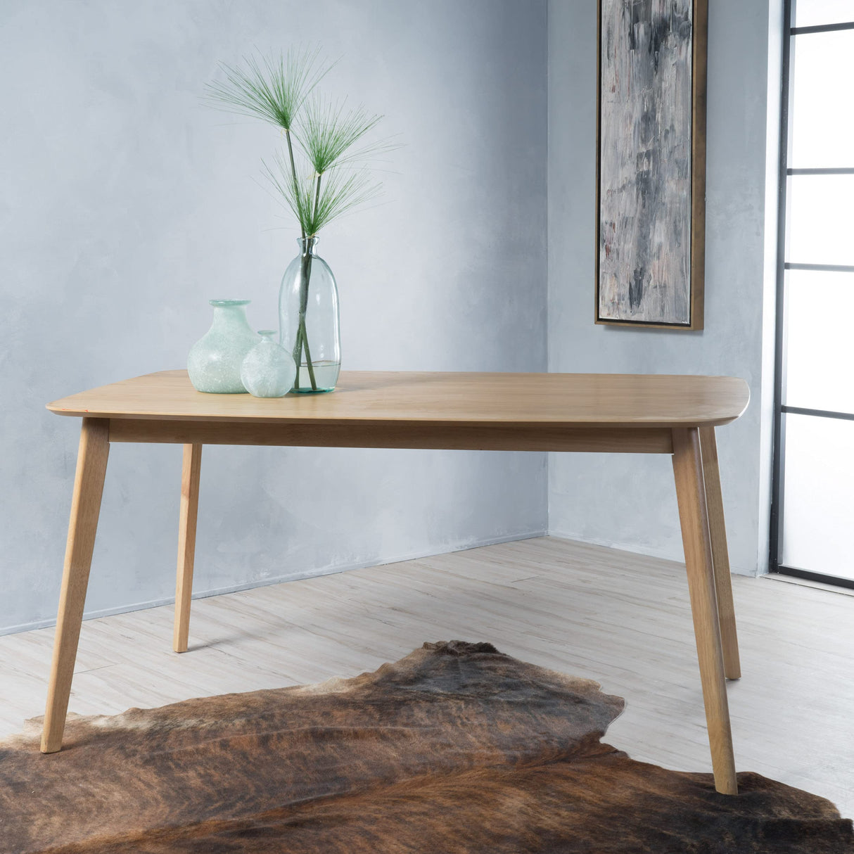 Nyala Wood Dining Table, Natural Oak Finish