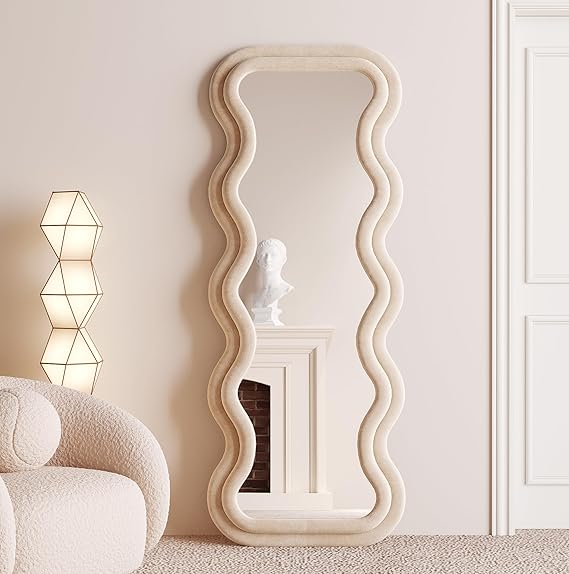 Full Length Wall Mirror 63" x 24" - Irregular Wavy Frame Floor Mirror