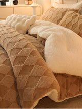 Fleece Comforter Set Queen - Super Soft Warm Fluffy Shaggy Bedding Sets