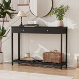 Console Table with Drawers & Storage Shelves Narrow Sofa Table for Entryway