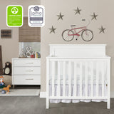 Ava 4-in-1 Convertible Mini Crib in White, Greenguard Gold Certified, Non-Toxic Finish,