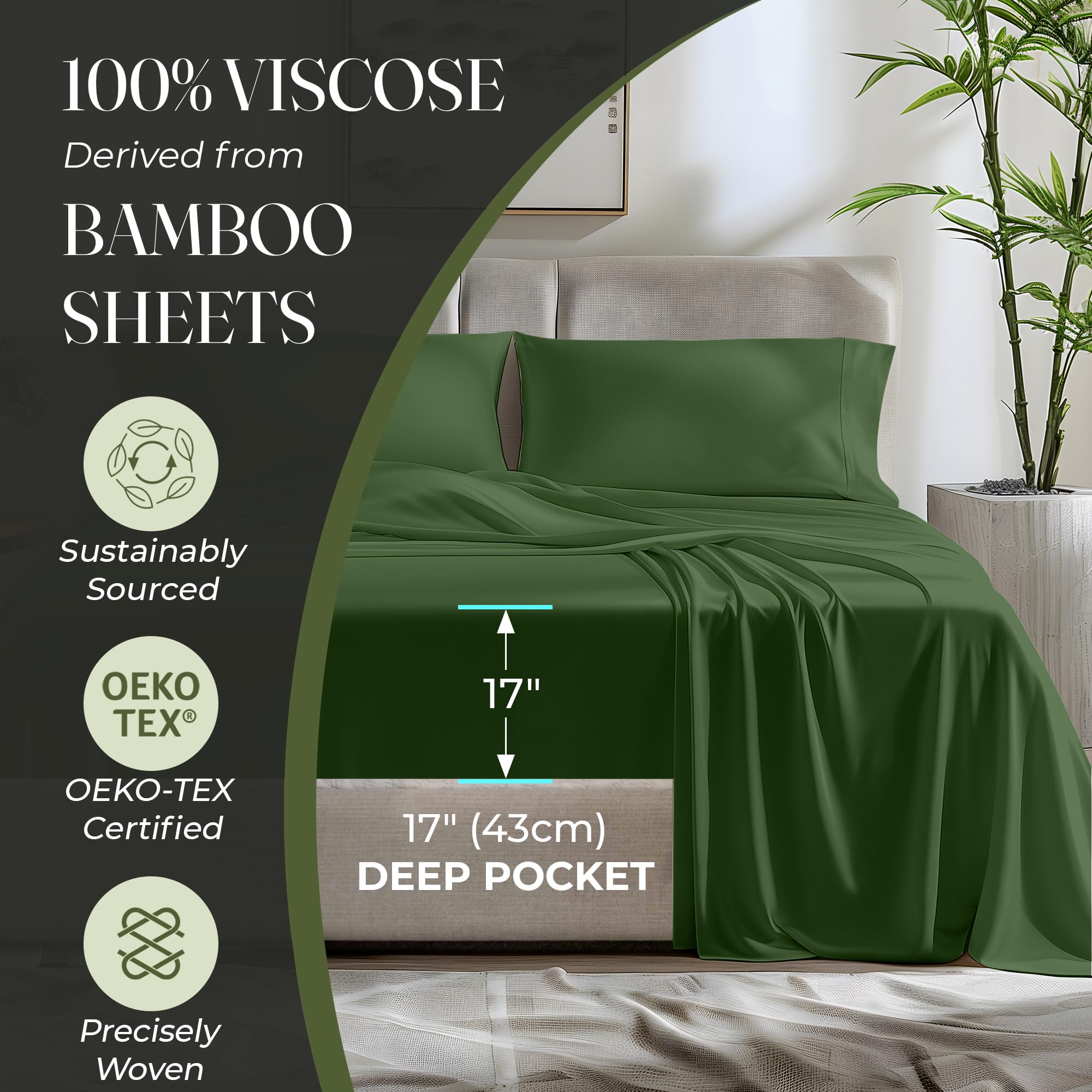 100% Organic Viscose Derived from Bamboo Sheets King Size 6pcs - Ultra