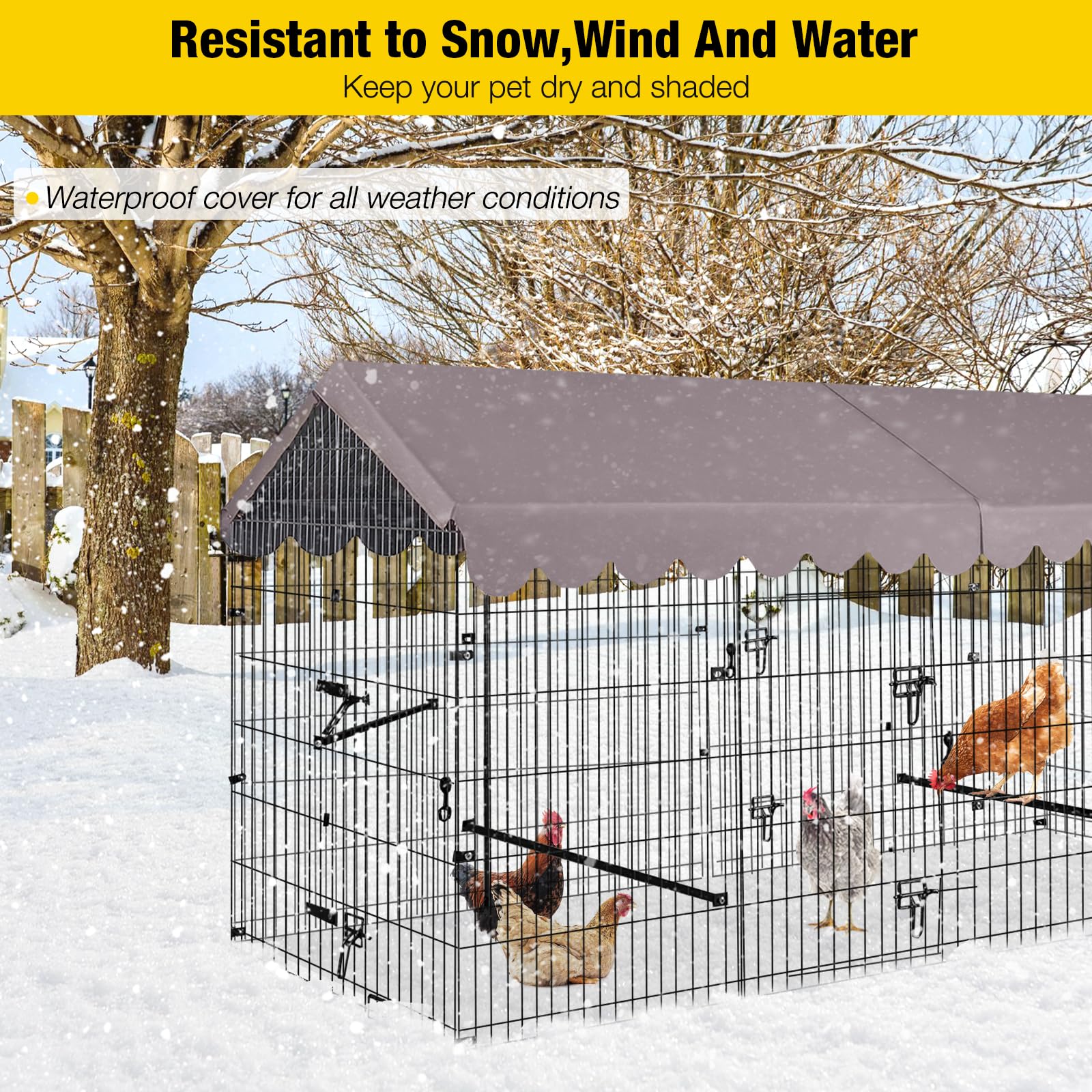 Chicken Coop 88" Metal Chicken Run with Waterproof Cover Portable Poultry Cage Large Hen House Outdoor Animal Enclosure Exercise Pen for Chicken,Duck,Goose,Rabbit Cat and Other Small Animals