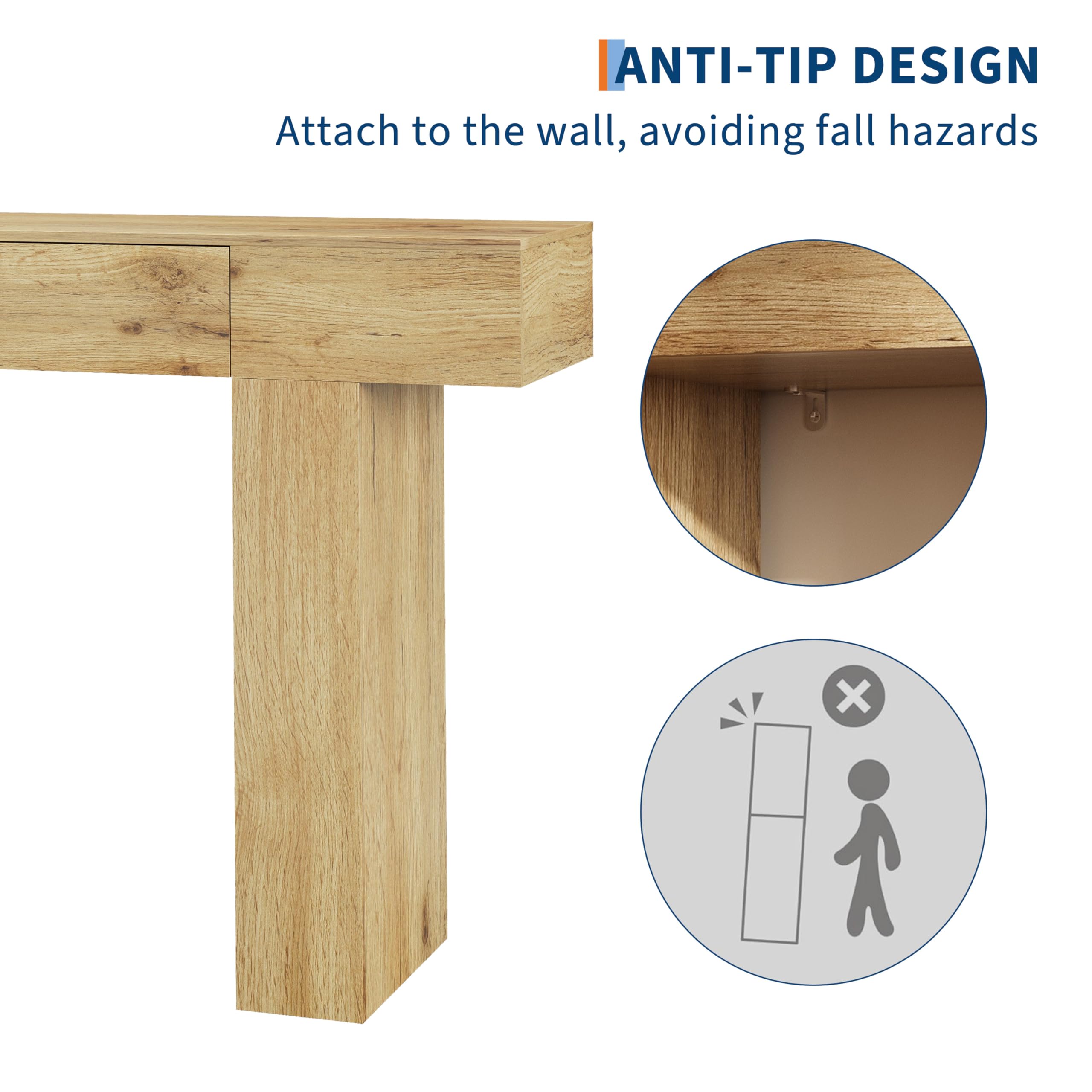 47-Inch Console Table with Drawer - Industrial Farmhouse Entryway Table