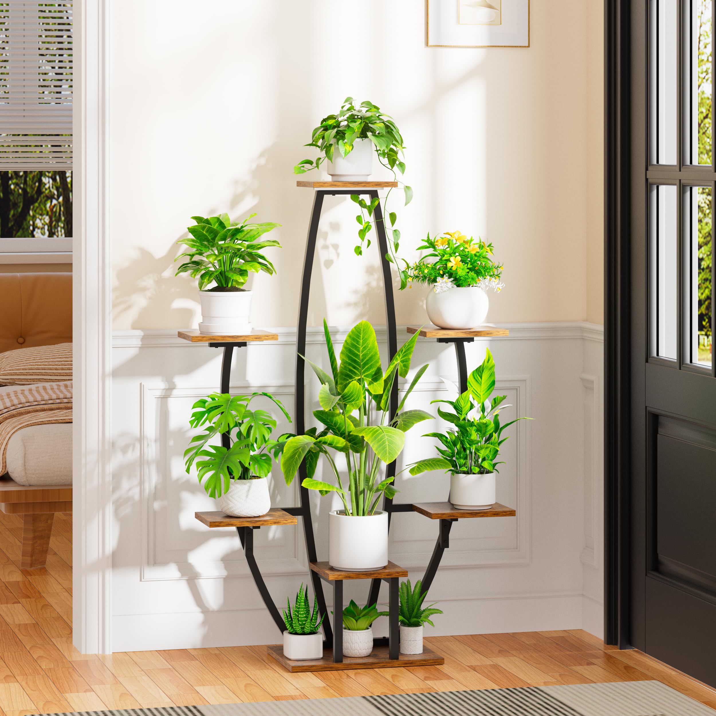 Plant Stand Indoor with Grow Lights - 7 Tiered Large Plant Shelf, 47" Corner Shelf