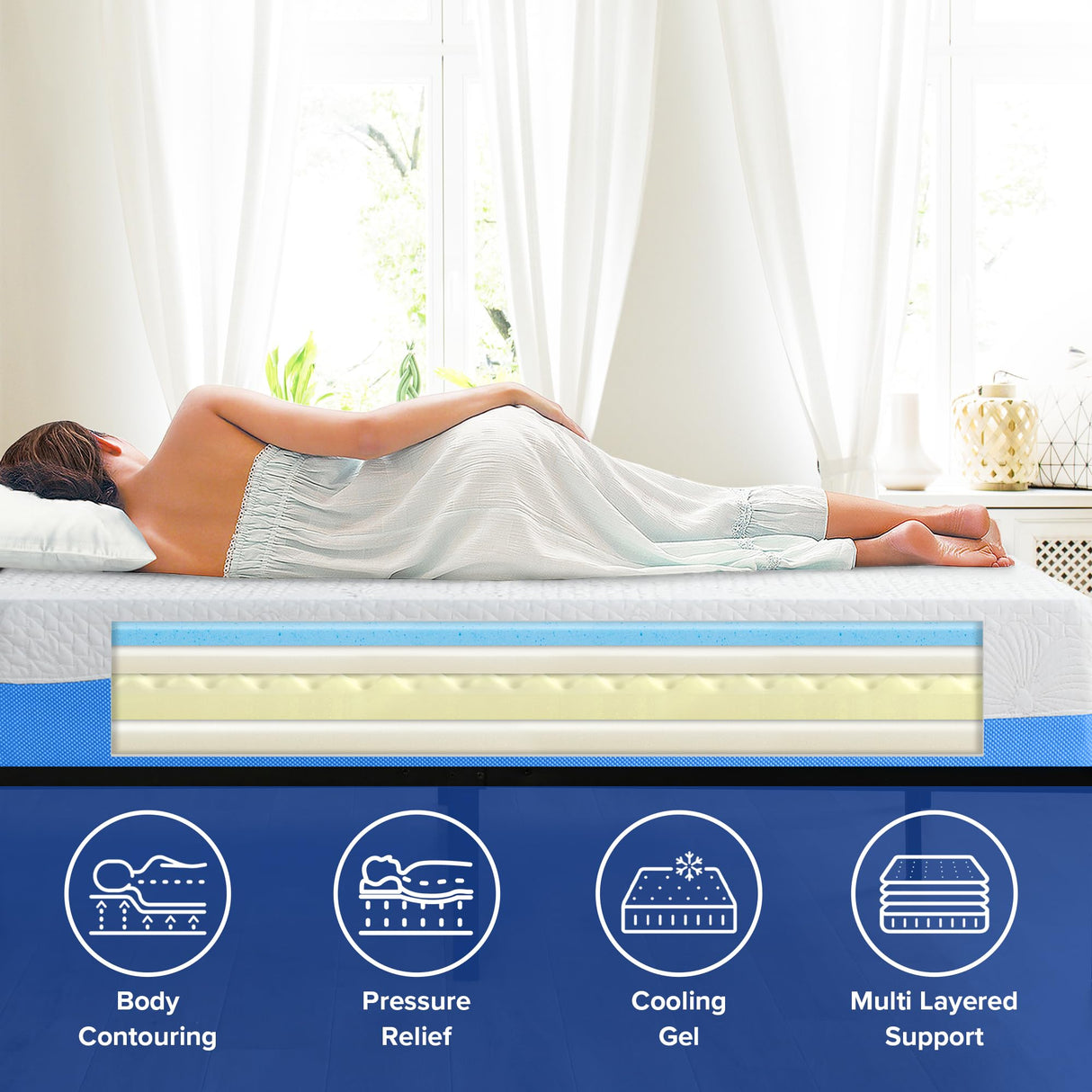 King Mattress, 10 Inch Gel Memory Foam Mattress, Gel Infused for Comfort and Pressure Relief,