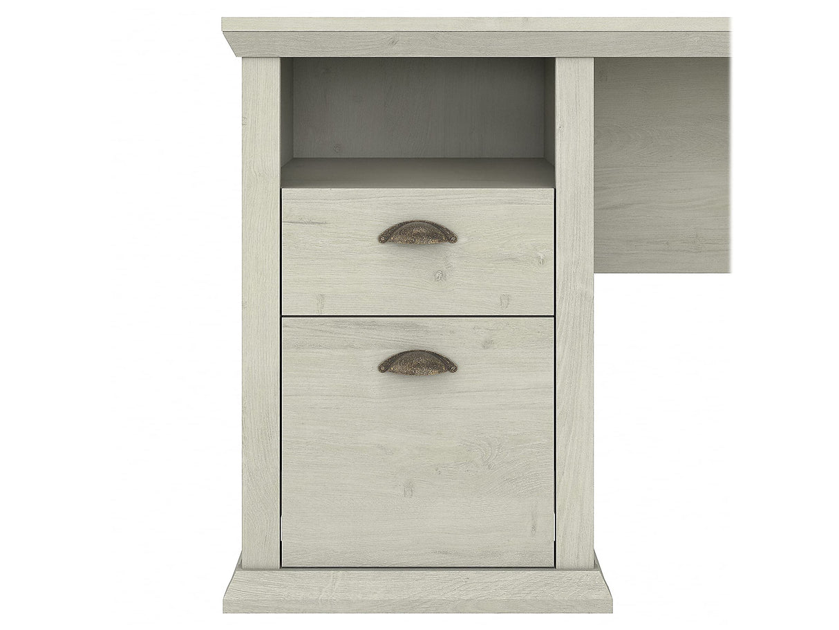 Yorktown 60-Inch L-Shaped Desk with Storage, Linen White Oak