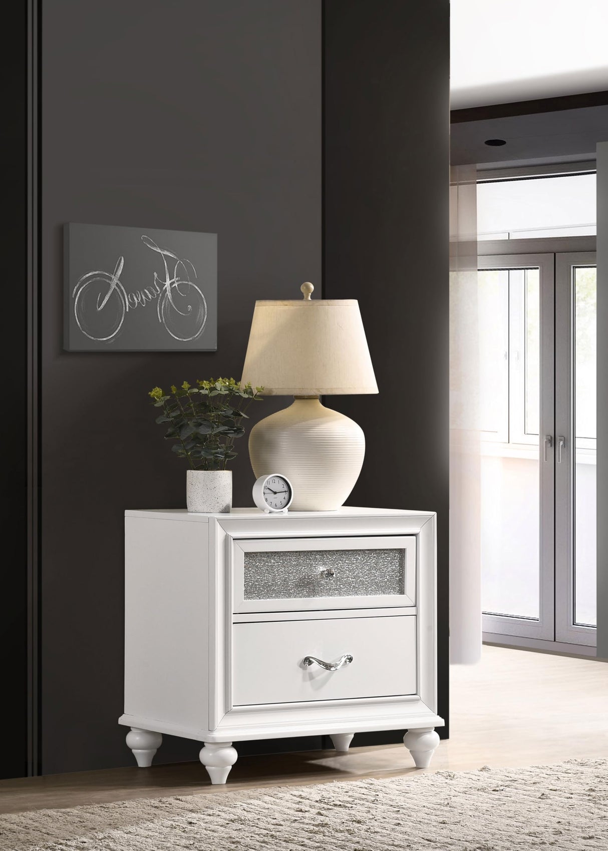 Barzini Modern Classic Wood 2-Drawer Bedroom Nightstand