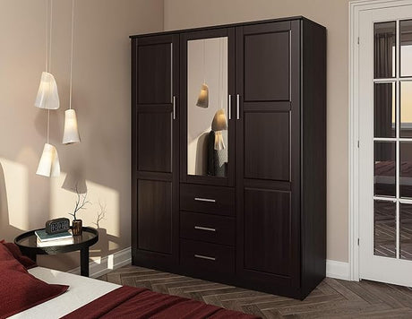 100% Solid Wood Cosmo 3-Door Armoire Wardrobe Closet