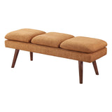 Amanda 54" Mid-Century Bench with Cushions and Solid Wood Tapered Legs,