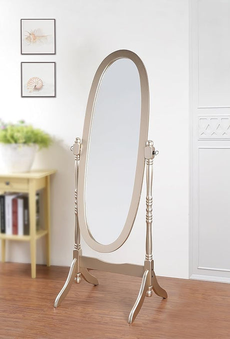 Traditional Style Wood Cheval Floor Mirror, White