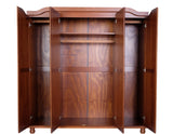 100% Solid Wood Kyle 4-Door Wardrobe Armoire Closet with Mirrored Doors