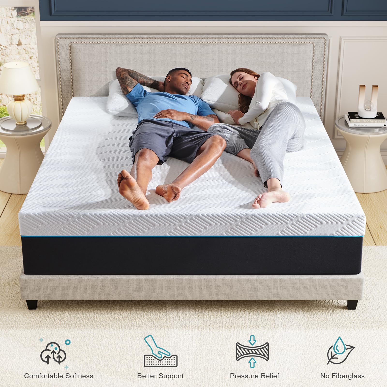Queen Mattress,10-Inch Queen Size Foam Mattress in Box