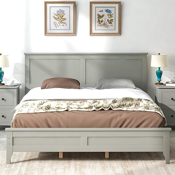 Queen Size Platform Bed Frame with Headboard