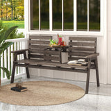 Outdoor Fir Wood Bench with Foldable Middle Table, 2-3 Person Garden Bench