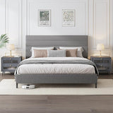 Queen Bed Frame, Modern Upholstered Bed Frame with Adjustable Linen Headboard