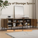 63" Walnut Fluted TV Stand with Storage Cabinets