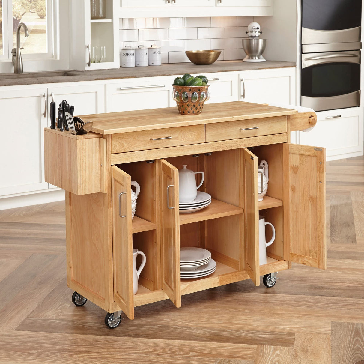 General Line Kitchen Mobile Cart with Drop Leaf Breakfast Bar