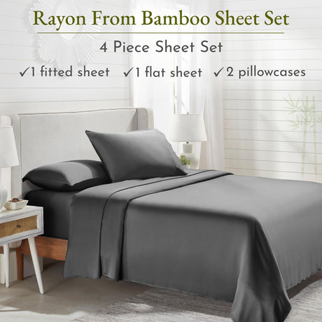 Rayon from Bamboo Sheets King Size Set, Luxury Cooling Sheets King Size Bed,