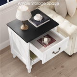 Farmhouse Nightstand Set of 2, Night Stands with Drawer Storage 18.8" White Bedside