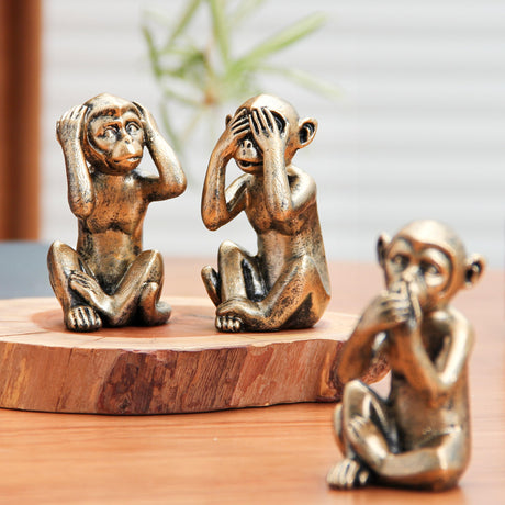 3 Wise Monkeys Statue for Home Decor Accents,Hear no Evil See no Evil Speak no Evil Figurine