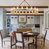 20-Light Large Gold Wagon Wheel Chandelier with Glass Shades